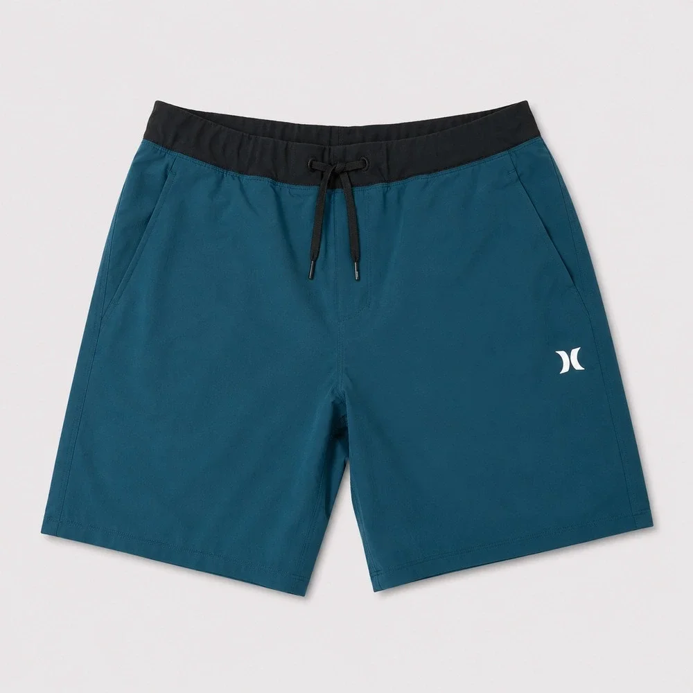 Hurley Mens L Blue Board Shorts Swim Surf Hybrid Stretch Performance